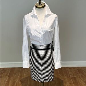 NEW! Kate Spade Julie Skirt house of mirrors sequin Black White Striped size 10